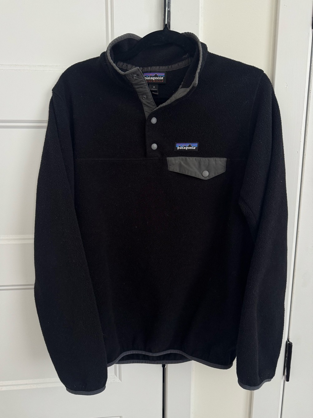 Patagonia Synchilla Lightweight Snap-T Pullover FA16 Black w/ Grey Contrast Trim